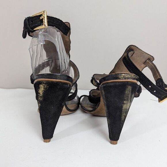 unique vintage shoes, Io & To italian leather heels, Crocodile print gladiator - Picture 8 of 13